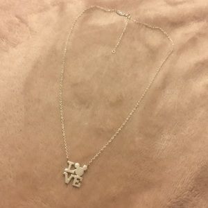 Sterling Silver Mickey Mouse Love Necklace